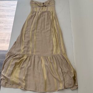 L*Space Gold and Tan Strapless Maxi Dress